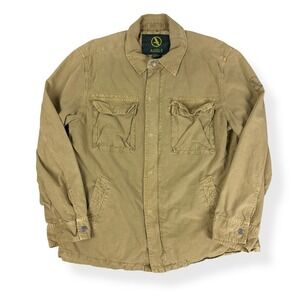 Vintage Aigle Men's Large‎ Field Chore Jacket Coat Khaki Tan Button Zip
